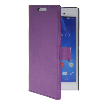 

MOONCASE Slim Leather Flip Wallet Card Pouch with Kickstand Shell Back Case Cover for Sony Xperia T3 Purple