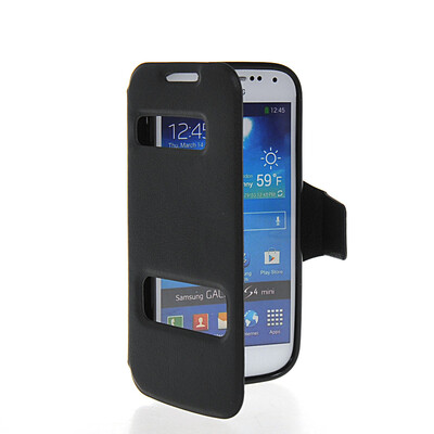 

MOONCASE Leather Side Flip Stand Shell Back Case Cover For Samsung Galaxy S4 Mini I9190 Black
