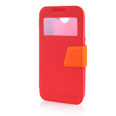 

MOONCASE View Window Leather Side Flip Pouch Ultra Slim Shell Back Case Cover for HTC Desire 310 D310W Red