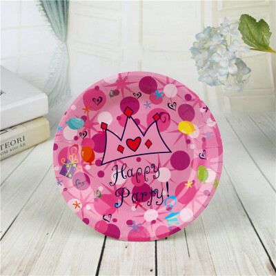 

FANLUS 7inch colorful dots wave point disposable paper plates party tray Valentine Birthday Wedding Tableware cake barbecue