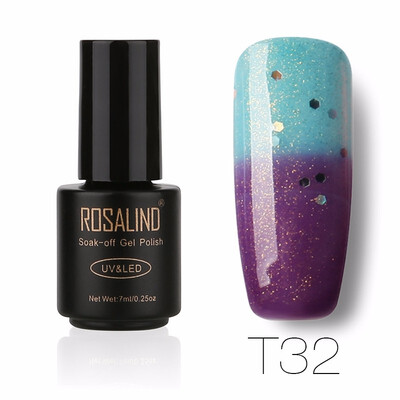 

ROSALIND Gel 1S 7ML Changing Temperature Nail Polish UV LED Glitter Manicure Nail Art Semi Permanent Soak Off Gel Lacquer