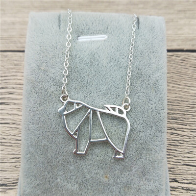 

New Origami Chow Chow Necklace Chow Chow Charm Female Male Gift Necklace Fashion Women Jewellery Geometric Jewellery