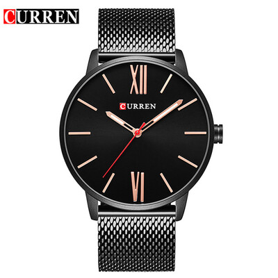 

CURREN Brand 2017 tops Simple Minimalism Luxury Quartz Wristwatches for men mens black gold stainless steel watch 8238