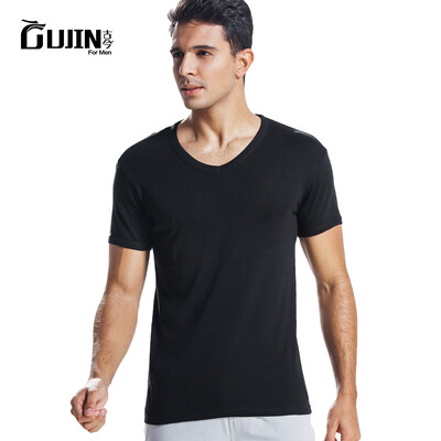 

Ancient&modern mens cotton youth mens short-sleeved T-shirt mens solid color Korean version of loose casual sports shirt t-shirt male EAGSJ52 round neck - black