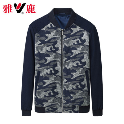 

Yalu mens casual jacket woolen coat male business collar wool coat 18582012 gray black 180