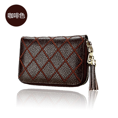 

Cute fringed leather card bag organ card set ladies zipper coin purse credit card anti-magnetic RFID