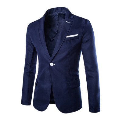 

New Foreign Men's Suit Solid Color Single-Breasted Long Sleeve Suit Simple Style Men's Business Suit Jacket