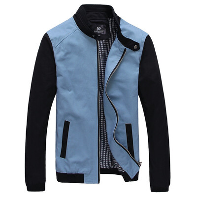 

Zogaa New Mens Jacket Stand Collar Color Matching Slim