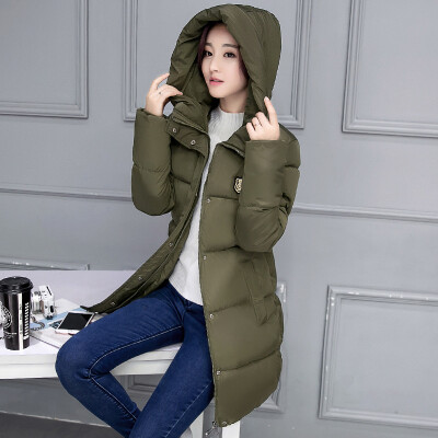 

New Fashion Winter Jacket Long Parkas Warm Cotton Padded Coat Zipper Elegant Hooded Ladies Jackets Coat Female Outerwear