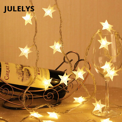 

JULELYS 10M 80 Bulbs Garland Battery Powered LED Star String Lights Christmas Festoon LED Lights Decoration For Wedding Holiday