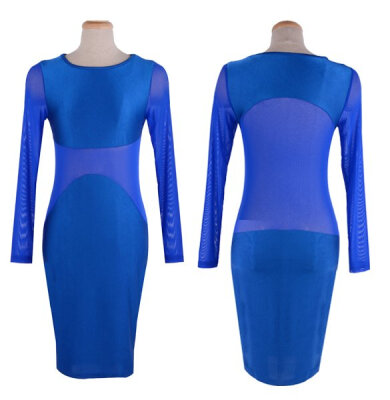 

Women's Sexy See-through Mesh Clubwear Outfit Crewneck Slim Bandage Bodycon Dress 3 Colors