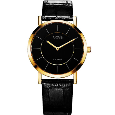 

GEYA new fashion couples watch ultra-thin quartz black plate black belt male watch waterproof G76002GYK