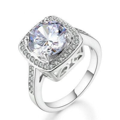 

High Quality Cube Crystal Engagement Ring White Rose Gold Plated CZ Diamond Wedding Ring Wholesale Fashion Jewelry R071 R111