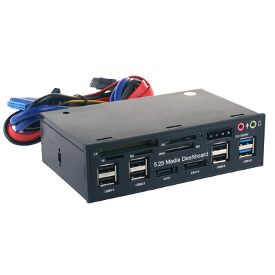 

5.25-дюймовый ПК с панелью управления Media Front Panel Аудио с SATA ESATA Dual USB 3.0 6-портовый USB 2.0 5-в-1 Card Reade