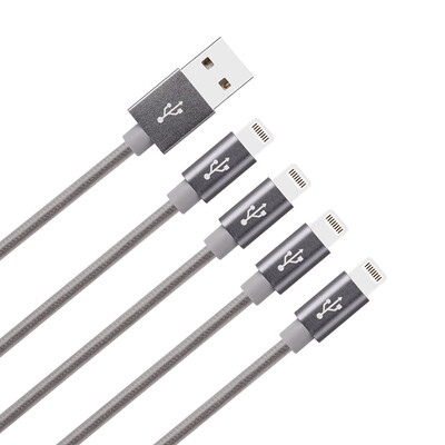 

iPhone Зарядный кабель, 4Pack (0.3M, 1M, 2M, 3M) Нейлоновая плетеная синхронизация и зарядный шнур для iPhone, iPad, iPod