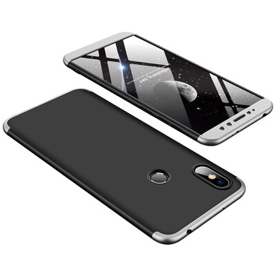 

MOONCASE Three-parts structure design Full Protection Hard Plastic Combination Case for Xiaomi Redmi S2 Black Silver