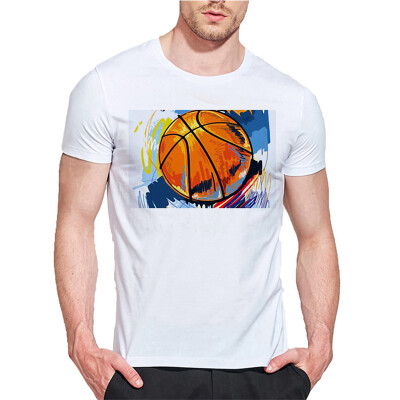 

Mens O Round Neck Casual Short Sleeves Fashion Cotton T-Shirts Basketball Picture Digital Print