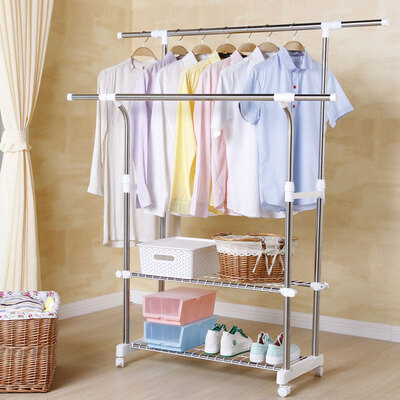 

Youlite drying rack floor telescopic stainless steel folding double pole indoor hanger balcony drying rack cool clothes