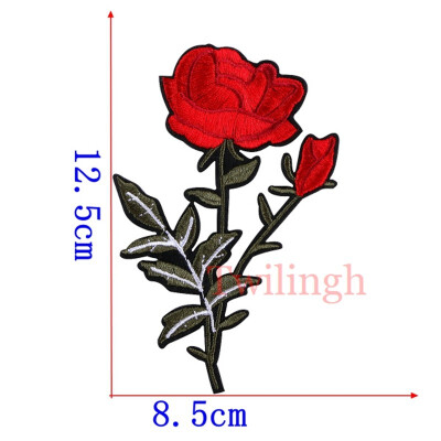 

1 Pcs Flower Patches Sequined Sticker Sew Iron On Patch Red Rose Flowers Applique Garment DIY Clothes Repair Badges For Wedding