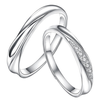 

Yoursfs Couples Rings 18K White Gold Plated Twist Band Adjustable Ring Simple Style for Wedding Gift