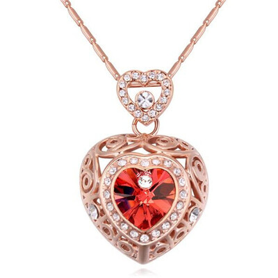 

Crystal Heart Necklace Pendant For Women Mothers Day Gifts Crystal from Swa Elements Rose Gold Plated 19670