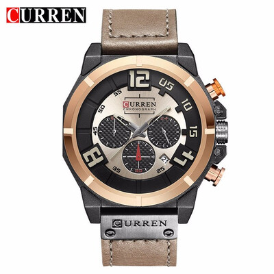 

CURREN 8287 Top Brand Chronograph Quartz watches Men 24 Hour Date Men Sport Leather Wrist Watch