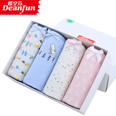 

Butterfly Anfen stretch cotton 4 loaded womens underwear female cute printed waist pants boys shorts gift box XXL