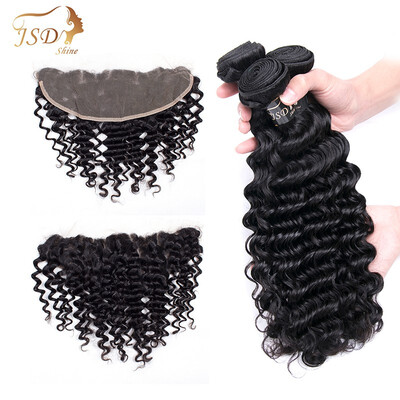 

JSDshine Malaysian Virgin Human Hair Bundles with Frontal Deep Wave with Frontal Human Hair with Frontal Closure Free Shipping
