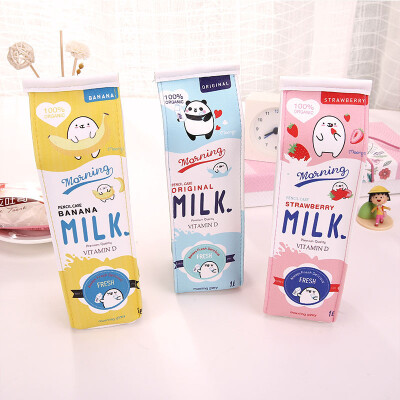 

Shouyou cartoon milk box pencil bag cute creative large capacity primary school stationery box female simple pencil case JD-SN-47 blue