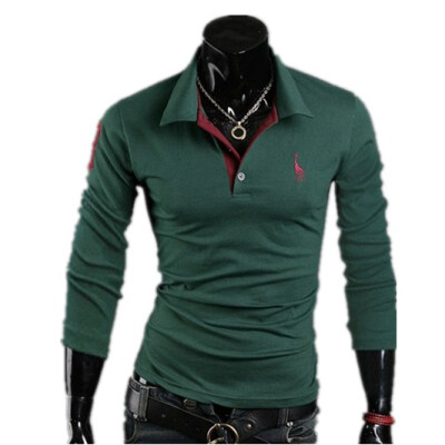 

Zogaa New Korean Men's POLO Shirt Embroidery Slim Long Sleeve