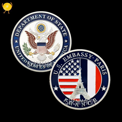 

Colorized GoldSilver French Paris Tower commemorative coin American eagle emblem lucky coin
