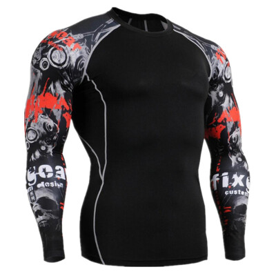 

Mens MMA Fitness T Shirts Fashion 3D Tee Wolf Long Sleeve Compression Shirt Bodybuilding Crossfit Brand Clothing Fitness