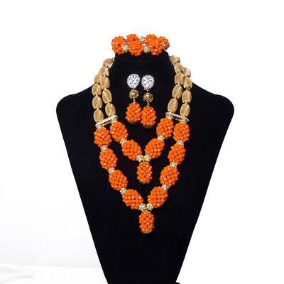 

Hand Woven Dark Green African Jewelry Set Nigerian Crystal Beads Necklace Wedding Jewelry Sets For Women India Bridal Jewelry Set