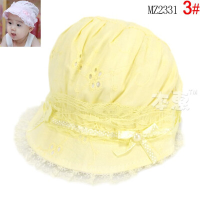 

Buebos Ninos Summer Baby kids Basic Pearl Flower Cotton Lace Hat Visor Cap