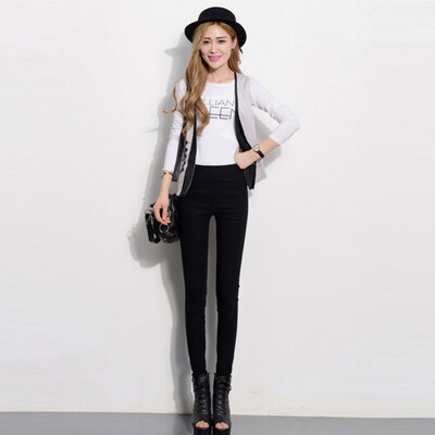 

MAZOE fashion candy color casual pants 1611 black