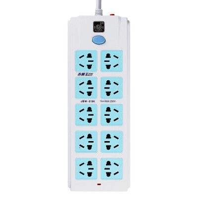 

Jishun (jishun) JSW-213K 3 m 10-bit 5-hole overload protection socket plug board row blue