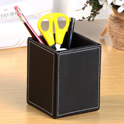 

Yapi Shi leather small pen holder storage box simple office supplies desktop storage box creative stationery finishing box pen holder black needle