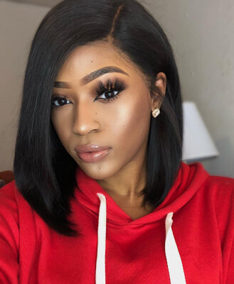 

Side Part Bob Straight Lace Wig Pre-plucked Hairline Human Hair full lace wig for black women