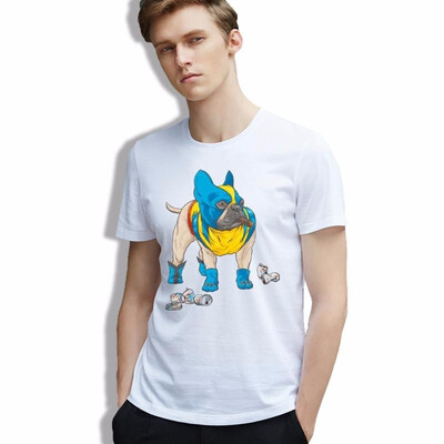 

2018 Funny Bulldog Men T-shirt Animal Dogs Marvel Cartoon Print 100 Cotton Short Sleeve Fashion Male Tee
