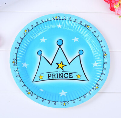 

FANLUS 6pcs 7 Inch Colour Paper Tray Birthday Party Dinner Plate Disposable Tableware Birthday Arrangement Cake Pan