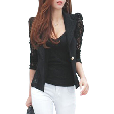 

CT&HF Women Fashion Blazer Lace Suit Coat