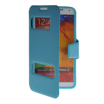 

MOONCASE View Window Leather Side Flip Pouch Stand Shell Back ЧЕХОЛ ДЛЯ Samsung Galaxy Note 3 N9000 Blue