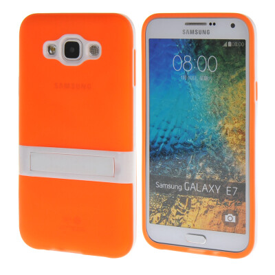 

MOONCASE Galsxy E7 Case Jelly color Silicone Gel TPU Skin Slim With Stand Back Case Cover for Samsung Galsxy E7 Orange