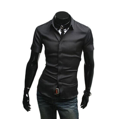 

Zogaa New Korean Mens Shirt Slim Short Sleeve