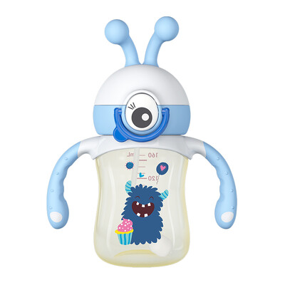

Le Bao bobo sippy cup children with handle water cup drop anti-collision PPSU small monster learn drinking cup automatic one sippy cup 160ml blue for more than 6 months