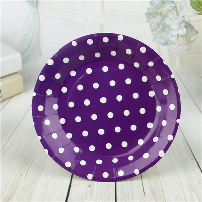 

FANLUS 7inch colorful dots wave point disposable paper plates party tray Valentine Birthday Wedding Tableware cake barbecue