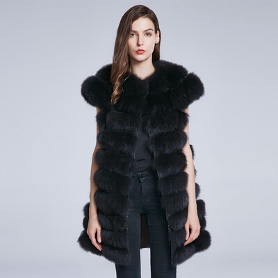 

Fox fur fur vest ladies winter coat fur coat natural fox fur jacket warmth can change the length of the vest small pieces stitch