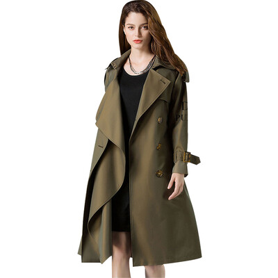 

BURDULLY New England Style Long Trench Coats For Women Winter Double Breasted Outwear Loose Discolor Fabric Coat High Quality