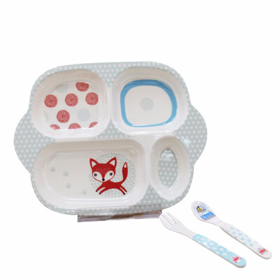 

SMJM 4-Compartment Melamine Divided Dinner Plates for Baby Kids Children Healthy Habits Divided Kids Portion Tray Dinnerware
