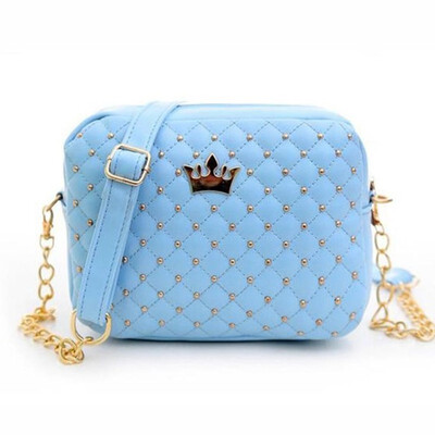 

2018 Women Bag Fashion Women Messenger Bags Rivet Chain Shoulder Bag High Quality PU Leather Crossbody Quiled Crown bags